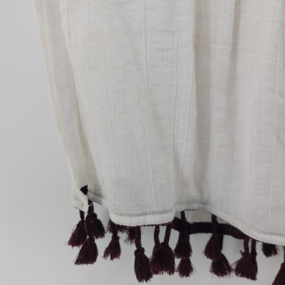 Kona Sol Cover Up Plum Purple Tassel Trim Boho Embroidered M - Picture 13 of 16